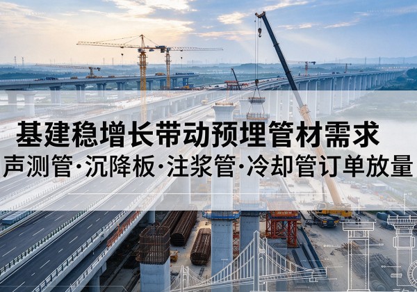 阳原基建稳增长带动预埋监测管材需求，声测管、沉降板、注浆管订单持续放量
